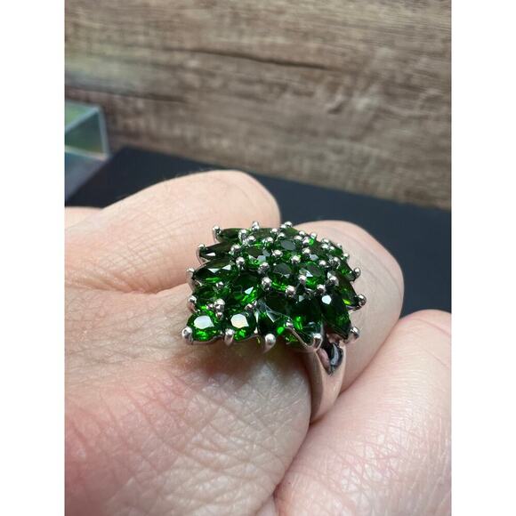 Chrome diopside sterling silver cocktail ring size 8 - Picture 4 of 16